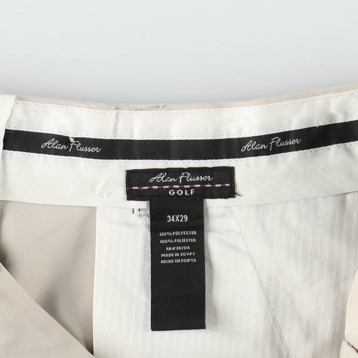Alan Flusser Golf Two-Pleat Slacks Pants, Men's W35 (approx.) polyester Beige type Vintage Second Hand