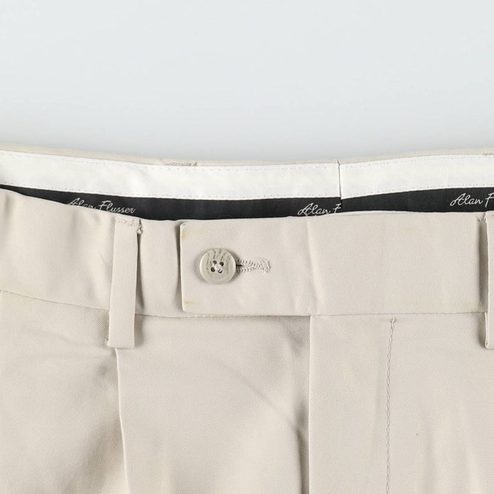 Alan Flusser Golf Two-Pleat Slacks Pants, Men's W35 (approx.) polyester Beige type Vintage Second Hand