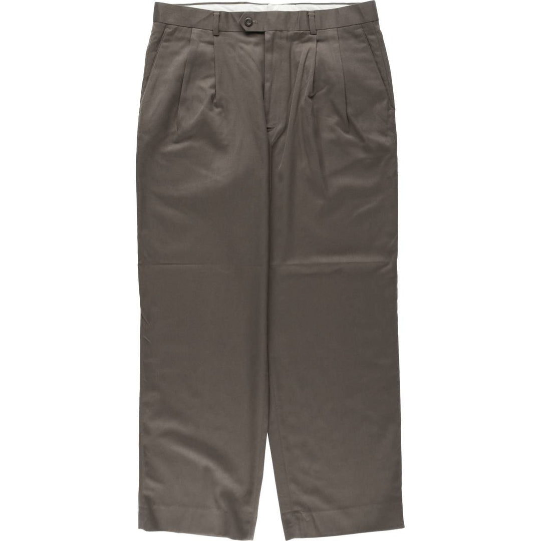 DAVID TAYLOR Two-Pleat Slacks Pants, Men's W35 (approx.) polyester brown type Vintage Second Hand