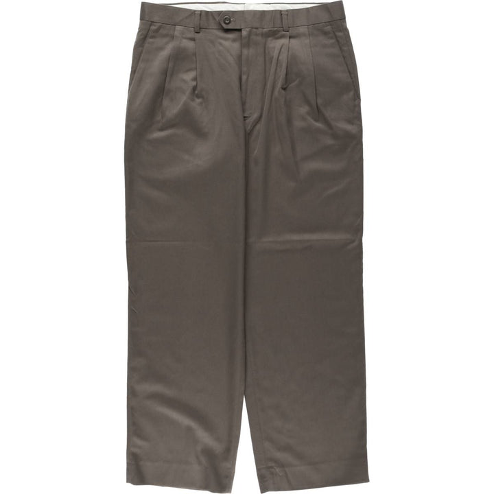 DAVID TAYLOR Two-Pleat Slacks Pants, Men's W35 (approx.) polyester brown type Vintage Second Hand