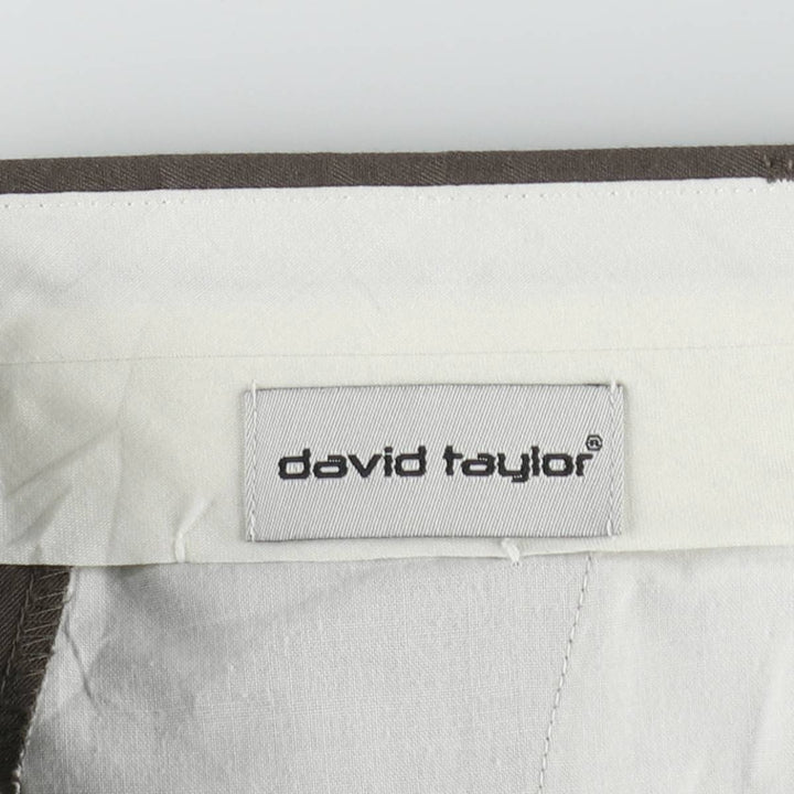DAVID TAYLOR Two-Pleat Slacks Pants, Men's W35 (approx.) polyester brown type Vintage Second Hand