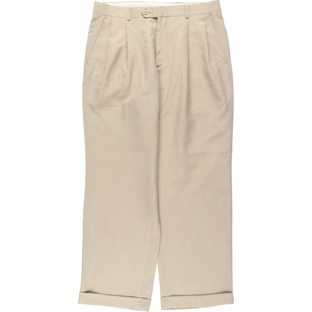 Stafford CLASSIC FIT two-pleat slacks, men's size W34 (approx.) polyester Beige type Vintage Second Hand