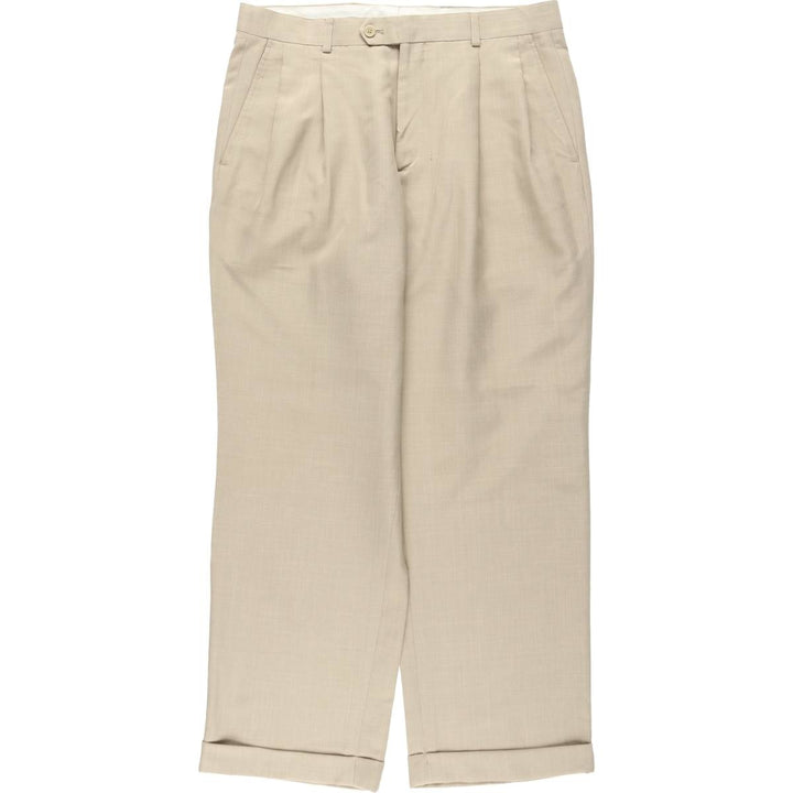Stafford CLASSIC FIT two-pleat slacks, men's size W34 (approx.) polyester Beige type Vintage Second Hand