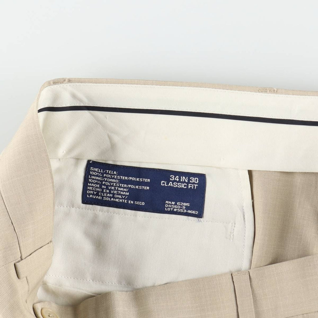 Stafford CLASSIC FIT two-pleat slacks, men's size W34 (approx.) polyester Beige type Vintage Second Hand