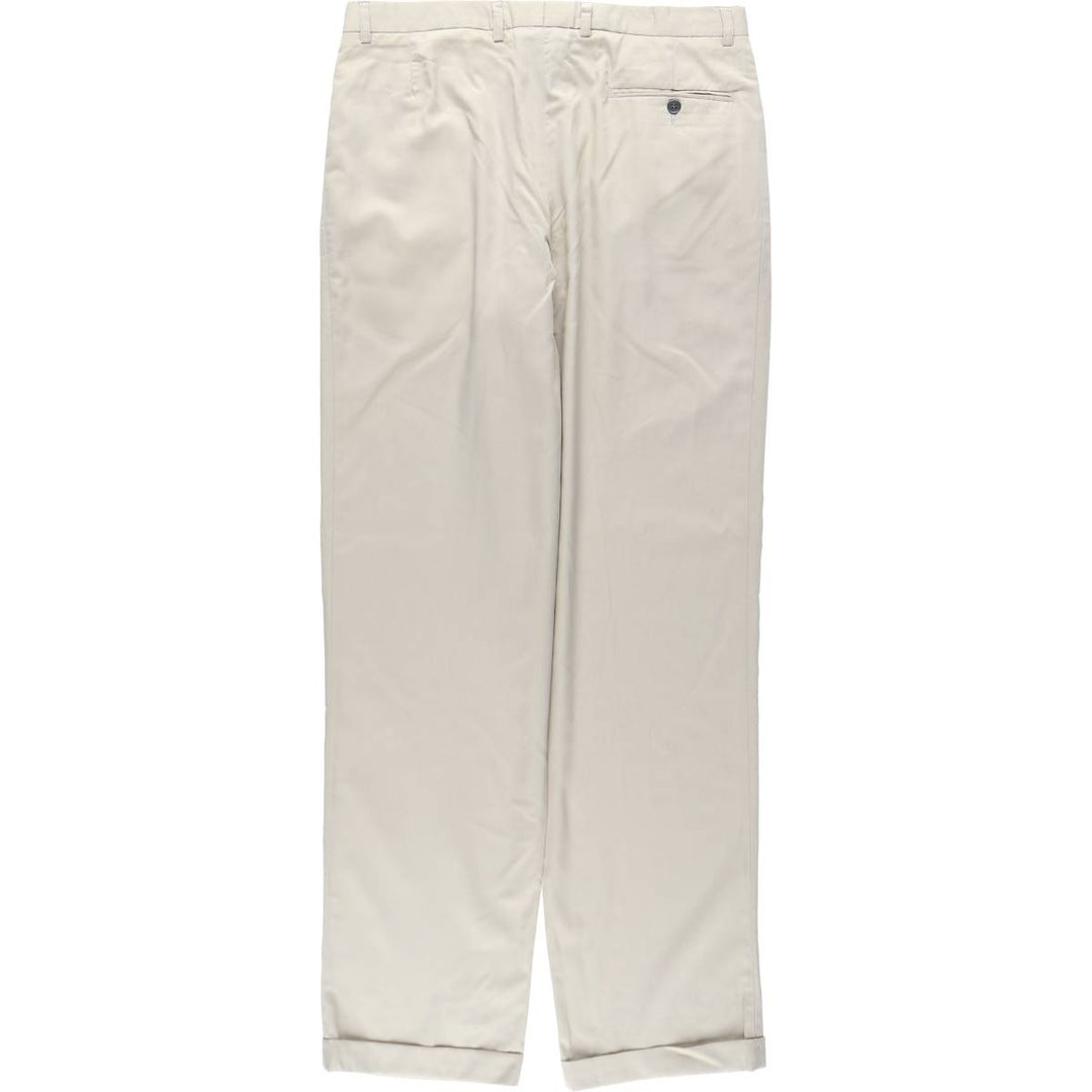 Two-pleat slacks for men, size W34 polyester Beige type Vintage Second Hand