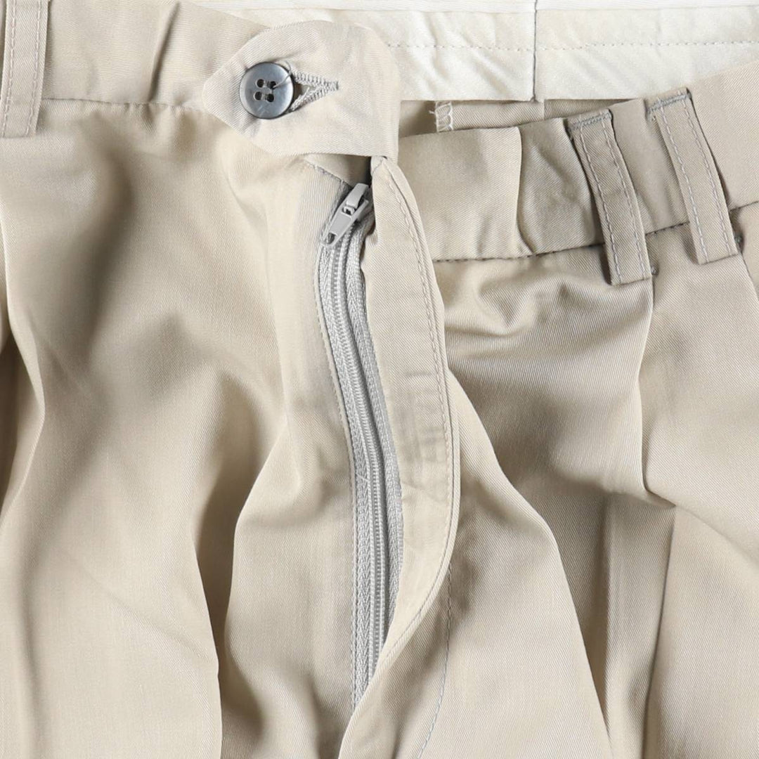 Two-pleat slacks for men, size W34 polyester Beige type Vintage Second Hand
