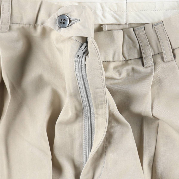 Two-pleat slacks for men, size W34 polyester Beige type Vintage Second Hand