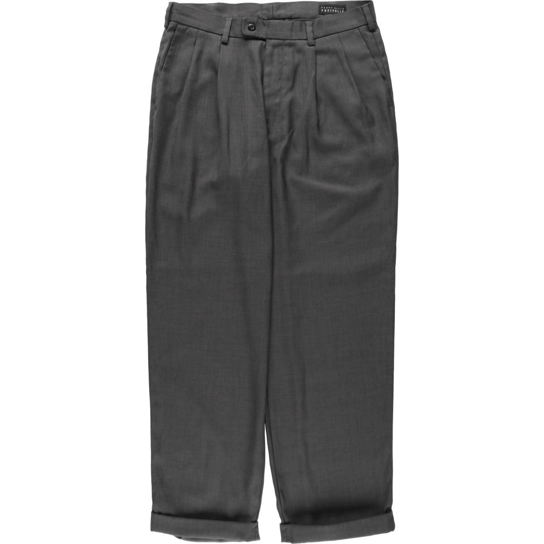 Perry Ellis PERRY ELLIS PORTFOLIO Two-pleat Slacks Men's Size W34 polyester gray type Vintage Second Hand