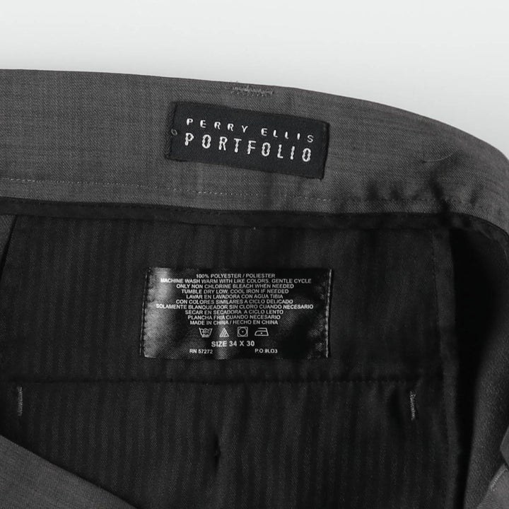Perry Ellis PERRY ELLIS PORTFOLIO Two-pleat Slacks Men's Size W34 polyester gray type Vintage Second Hand