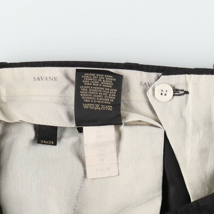 SAVANE Two-pleat Slacks, Men's, Size W34 polyester black type Vintage Second Hand