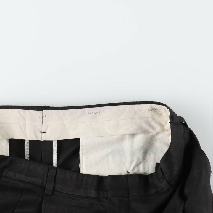 SAVANE Two-pleat Slacks, Men's, Size W34 polyester black type Vintage Second Hand
