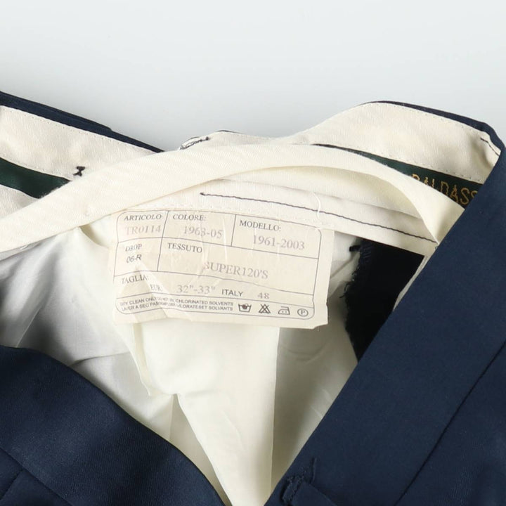 BALDASSARI Two-Pleat Slacks Pants, Men's Size W32 (approx.) unclear navy blue type Vintage Second Hand