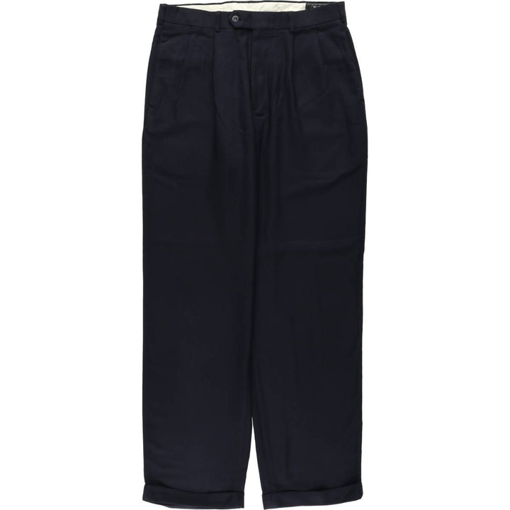 Slates CLASSIC FIT Two-Pleat Slacks Pants, Men's Size W33 (approx.) polyester navy blue type Vintage Second Hand