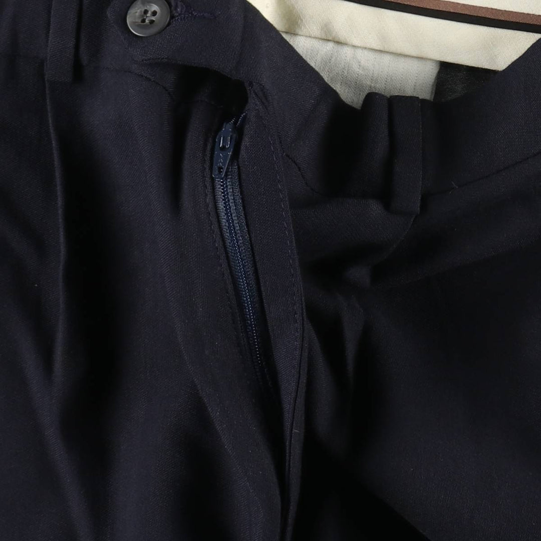 Slates CLASSIC FIT Two-Pleat Slacks Pants, Men's Size W33 (approx.) polyester navy blue type Vintage Second Hand