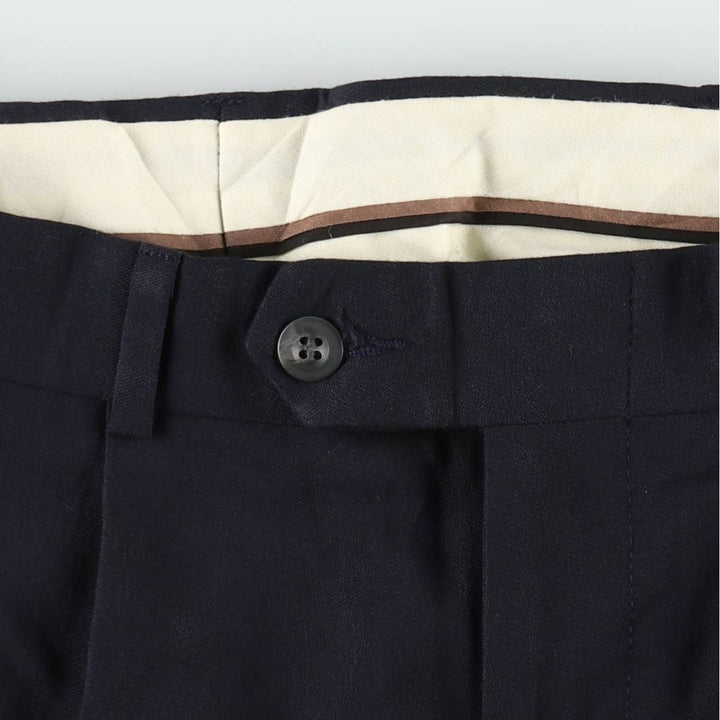 Slates CLASSIC FIT Two-Pleat Slacks Pants, Men's Size W33 (approx.) polyester navy blue type Vintage Second Hand