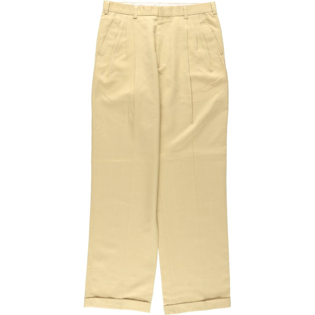 MONTIQUE Three-Pleat Slacks Pants, Men's Size W33 (approx.) polyester Beige type Vintage Second Hand