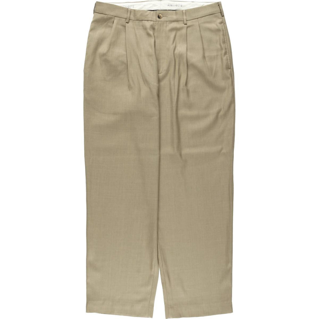Perry Ellis PERRY ELLIS PORTFOLIO Two-pleat Slacks Men's Size W35 unclear beige type brown Vintage Second Hand