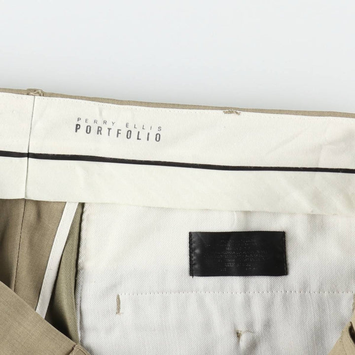 Perry Ellis PERRY ELLIS PORTFOLIO Two-pleat Slacks Men's Size W35 unclear beige type brown Vintage Second Hand