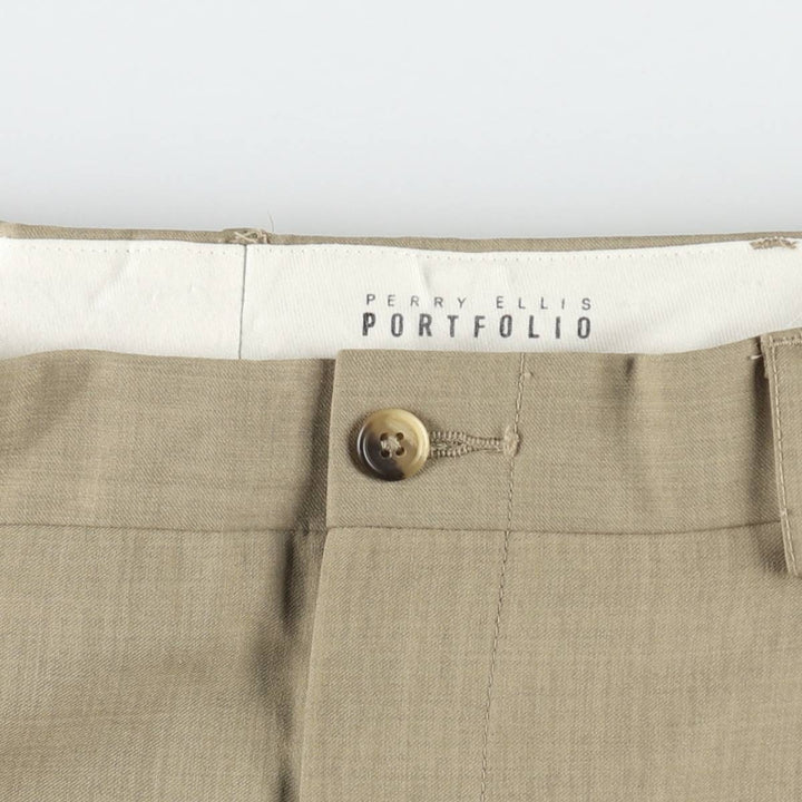Perry Ellis PERRY ELLIS PORTFOLIO Two-pleat Slacks Men's Size W35 unclear beige type brown Vintage Second Hand