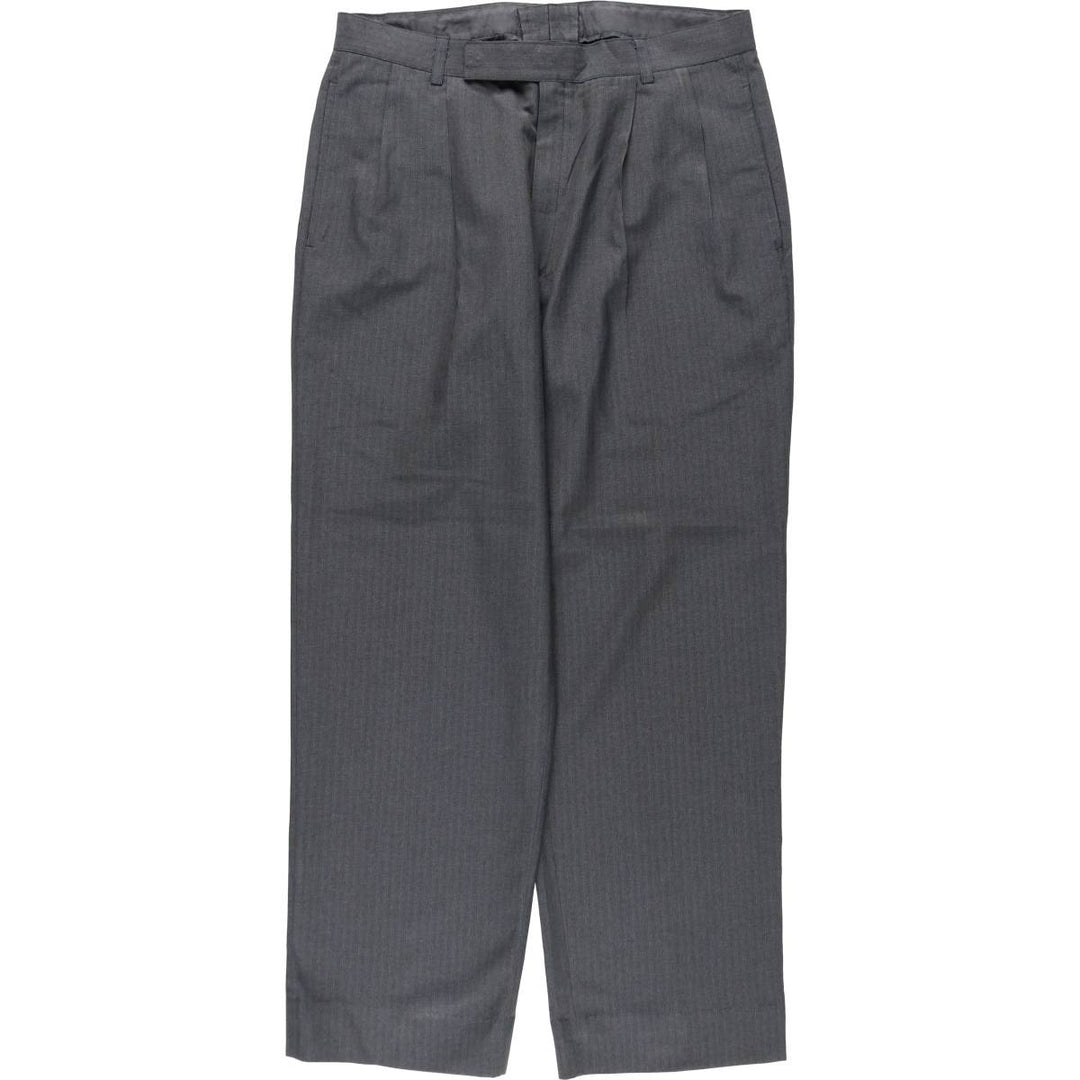 New York Stripe Pattern Two-Pleat Slacks Pants Men's W32 (approx.) Vintage unclear gray type Vintage Second Hand