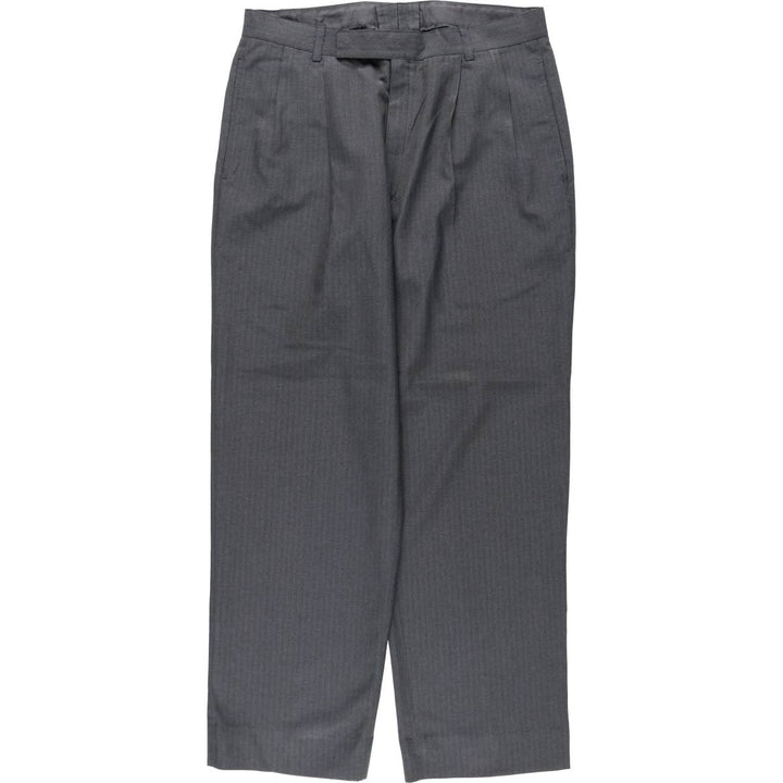 New York Stripe Pattern Two-Pleat Slacks Pants Men's W32 (approx.) Vintage unclear gray type Vintage Second Hand