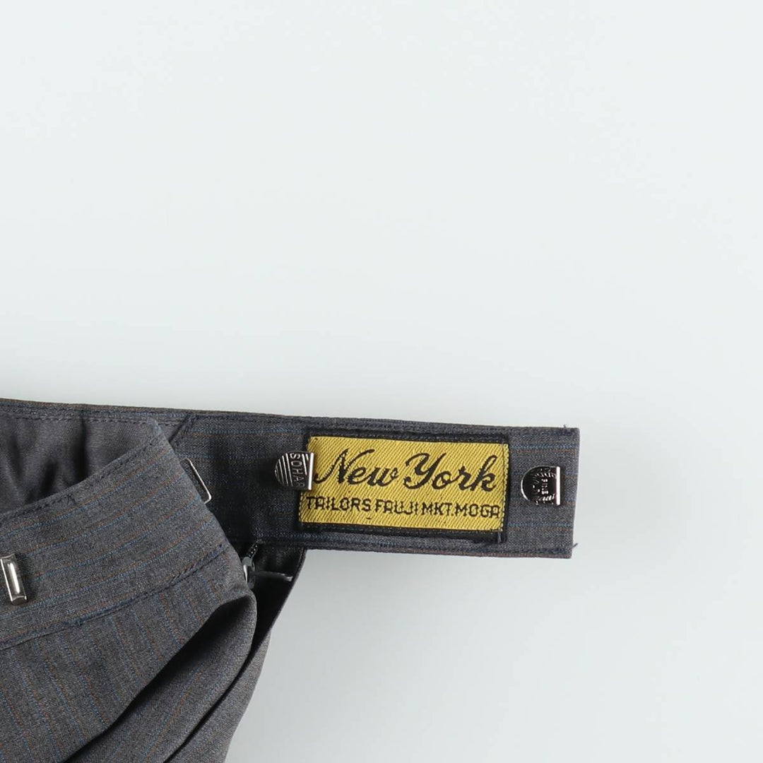 New York Stripe Pattern Two-Pleat Slacks Pants Men's W32 (approx.) Vintage unclear gray type Vintage Second Hand