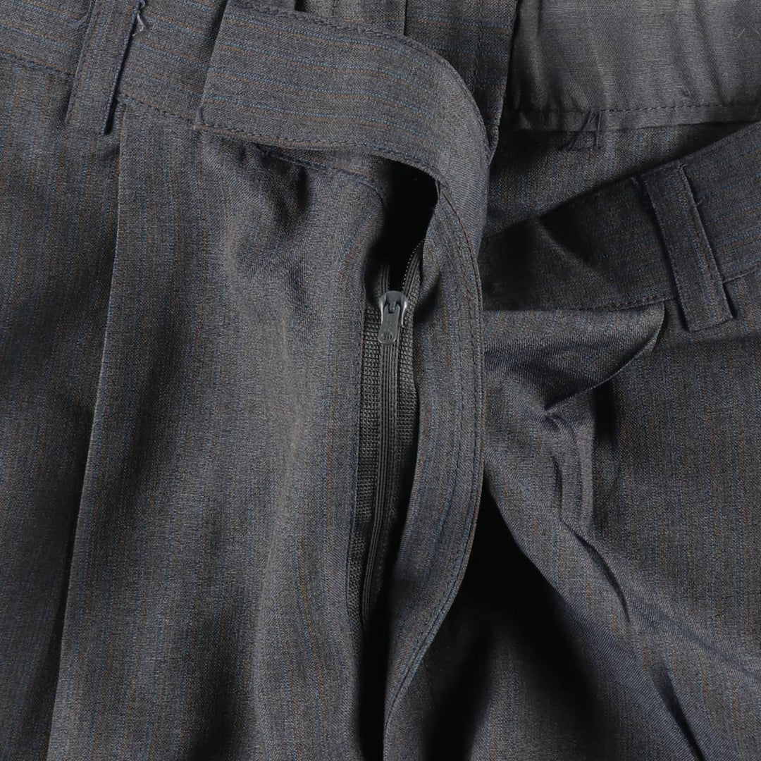 New York Stripe Pattern Two-Pleat Slacks Pants Men's W32 (approx.) Vintage unclear gray type Vintage Second Hand