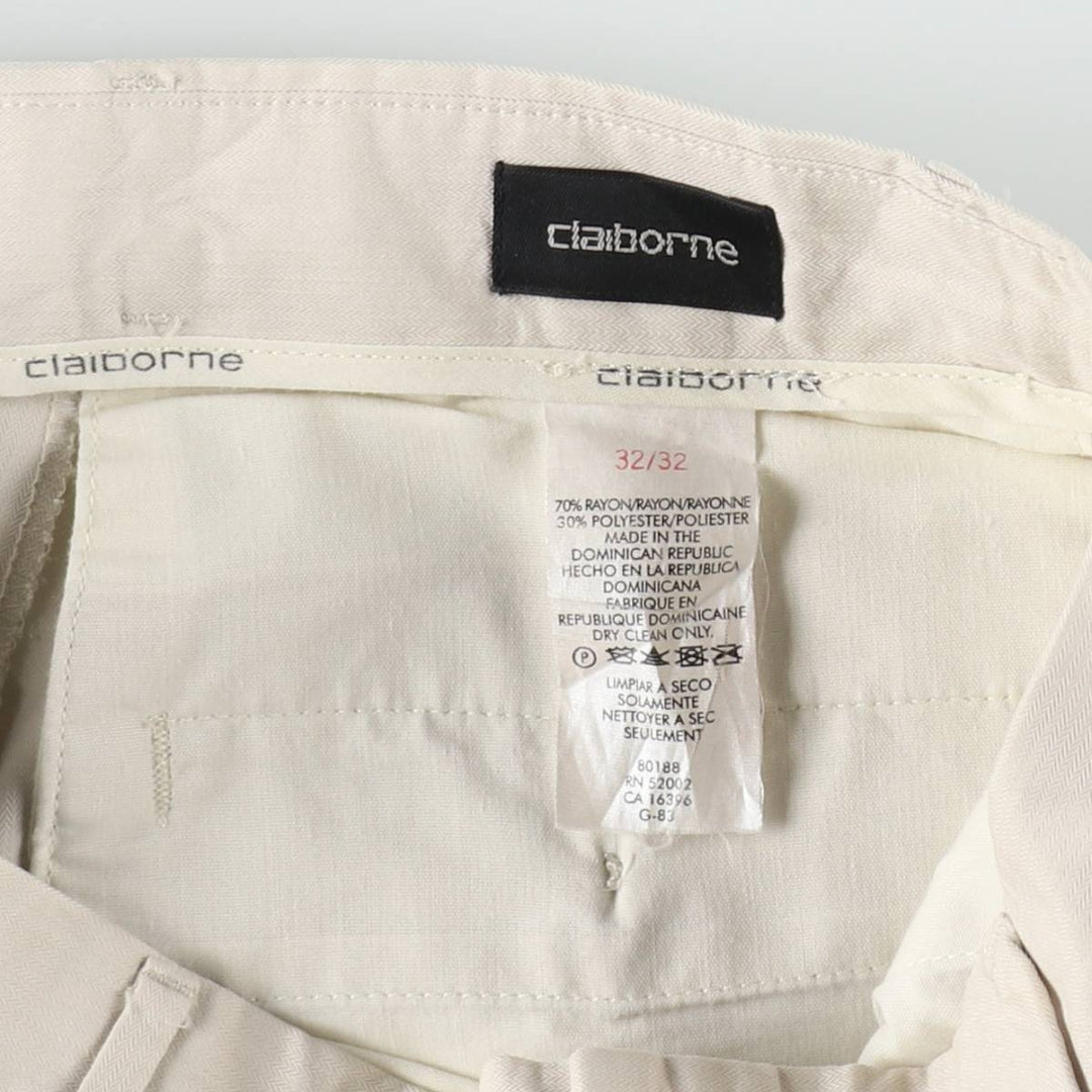 Liz Claiborne Two-pleat Slacks, Men's Size W32 Rayon Beige type Vintage Second Hand