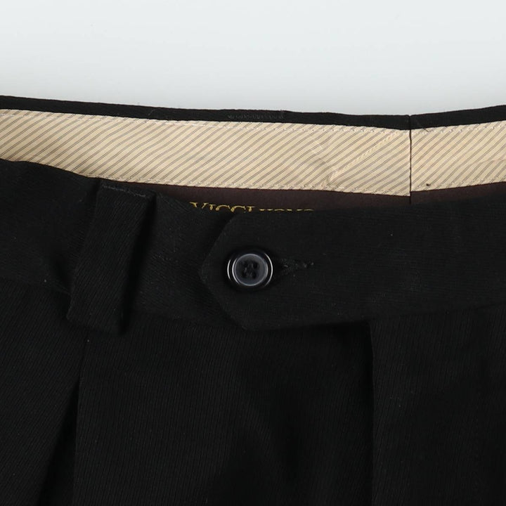 VICCI UOMO Two-pleat slacks, men's size W31 (approx.) polyester black type Vintage Second Hand