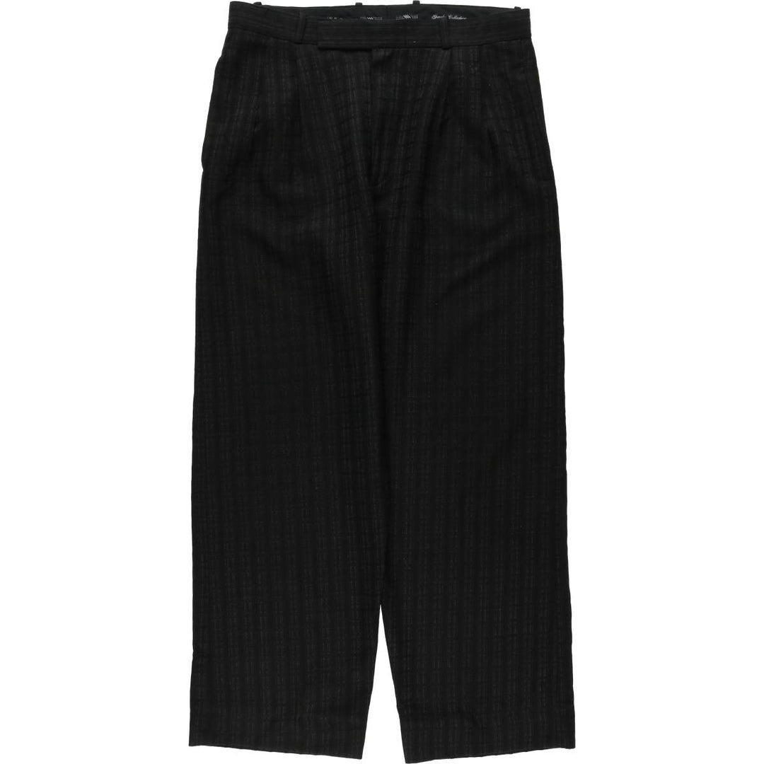 90'S GAZEBO Check Pattern Two-Pleat Slacks Pants Men's W33 (approx.) Vintage polyester black type Vintage Second Hand