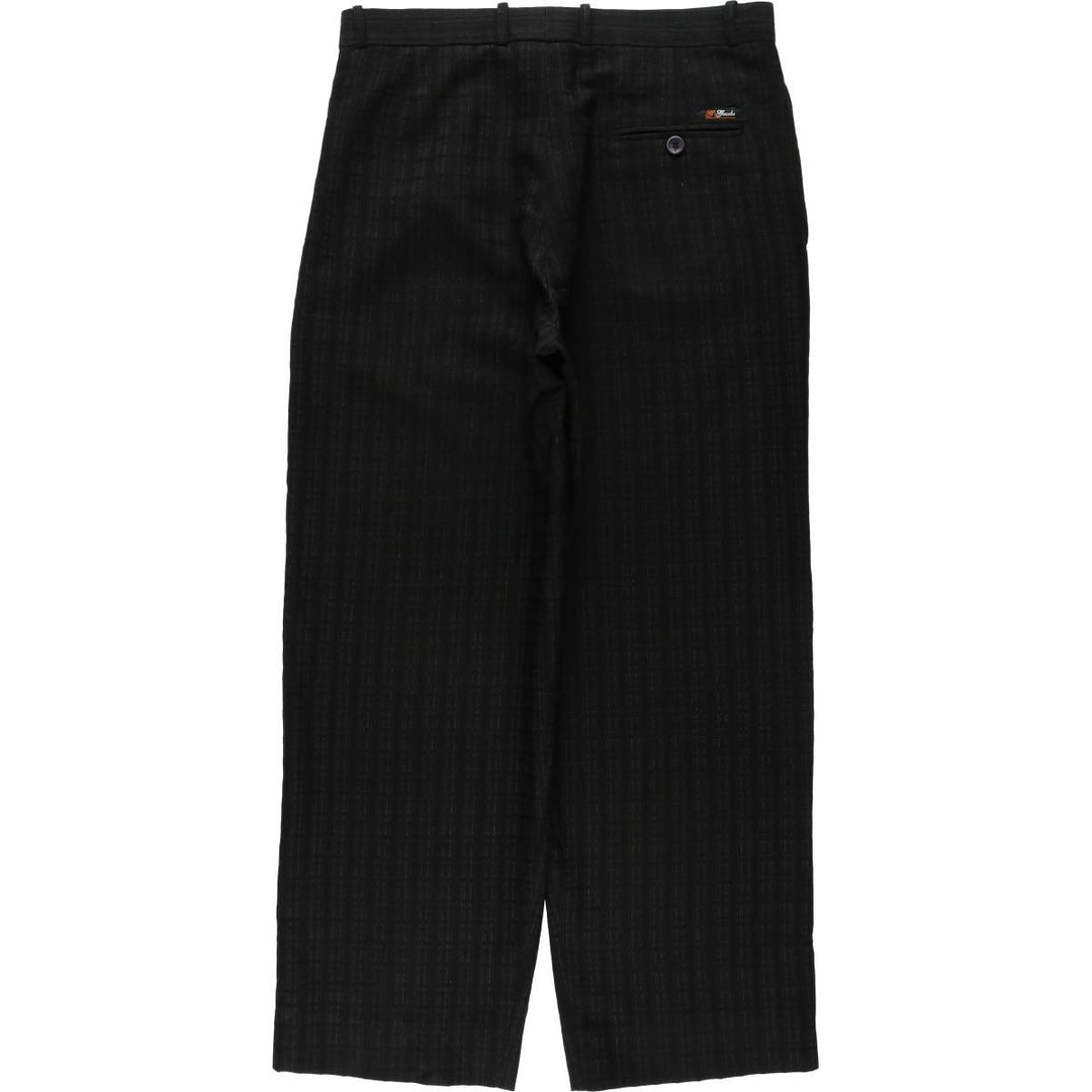 90'S GAZEBO Check Pattern Two-Pleat Slacks Pants Men's W33 (approx.) Vintage polyester black type Vintage Second Hand