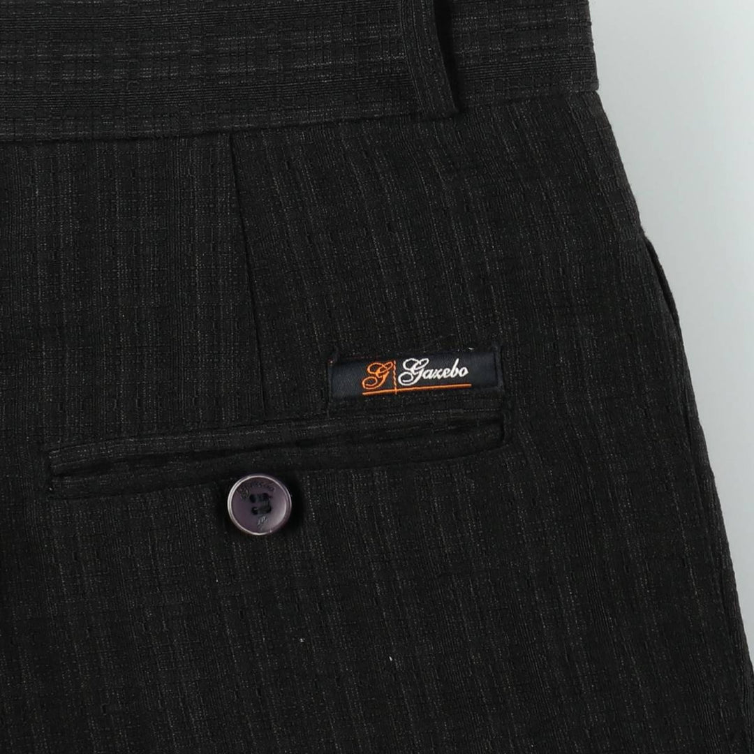 90'S GAZEBO Check Pattern Two-Pleat Slacks Pants Men's W33 (approx.) Vintage polyester black type Vintage Second Hand