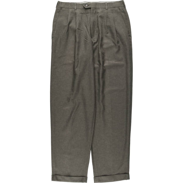 Liz Claiborne two-pleat slacks pants, men's size W33 (approx.) polyester Khaki type Vintage Second Hand