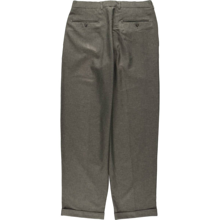 Liz Claiborne two-pleat slacks pants, men's size W33 (approx.) polyester Khaki type Vintage Second Hand