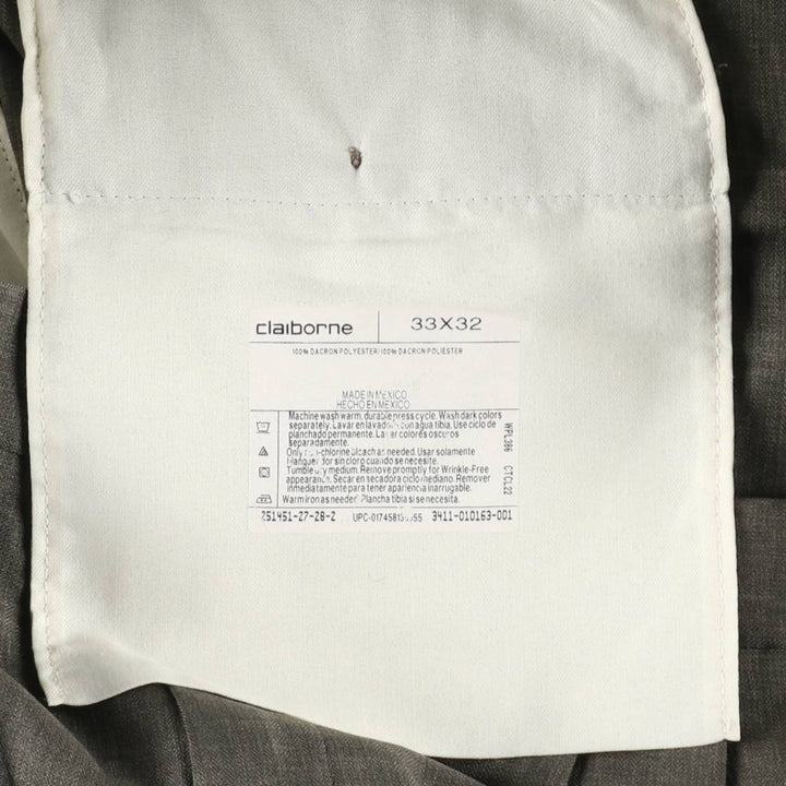 Liz Claiborne two-pleat slacks pants, men's size W33 (approx.) polyester Khaki type Vintage Second Hand