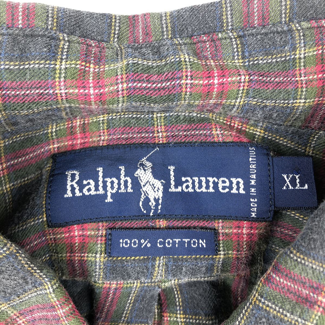 Ralph Lauren long sleeve button down check shirt, men's XL size cotton green type Vintage Second Hand