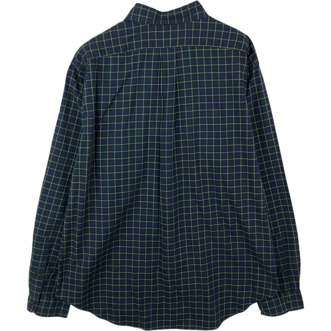 Ralph Lauren Classic Fit Long Sleeve Button Down Check Shirt Men's XL cotton navy blue type Vintage Second Hand