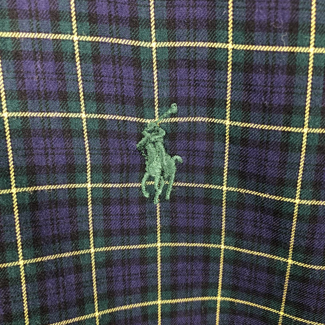 Ralph Lauren Classic Fit Long Sleeve Button Down Check Shirt Men's XL cotton navy blue type Vintage Second Hand