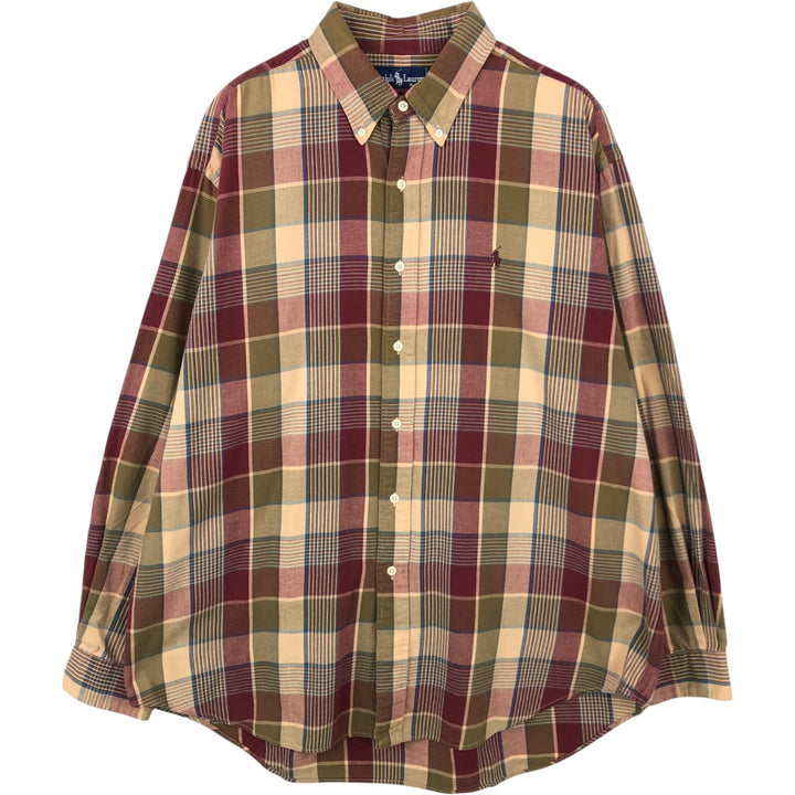 Ralph Lauren long sleeve button down check shirt, men's XL size cotton red type Vintage Second Hand