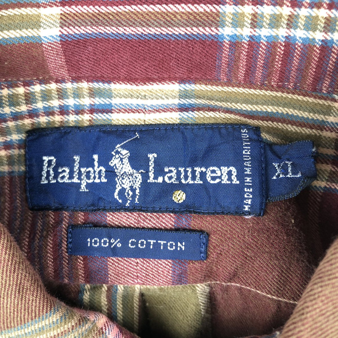 Ralph Lauren long sleeve button down check shirt, men's XL size cotton red type Vintage Second Hand