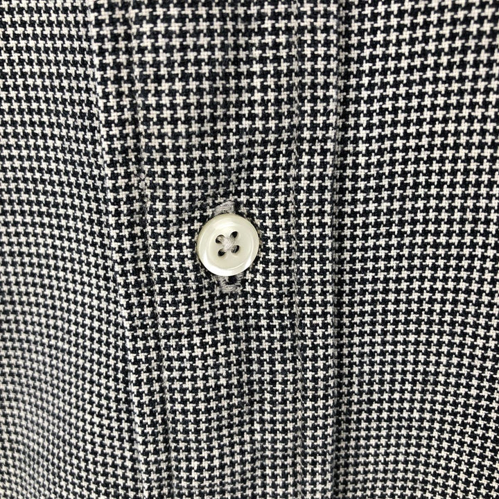 Ralph Lauren BLAIRE Houndstooth Pattern Long-Sleeve Button-Down Check Shirt, Men's Size L (approx.) cotton black type Vintage Second Hand