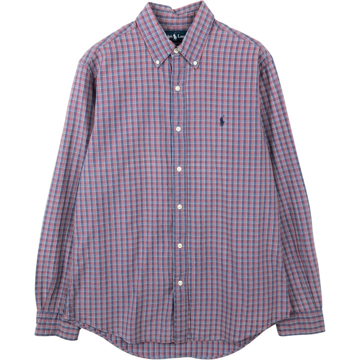 Ralph Lauren long sleeve button down check shirt, men's size M cotton red type Vintage Second Hand
