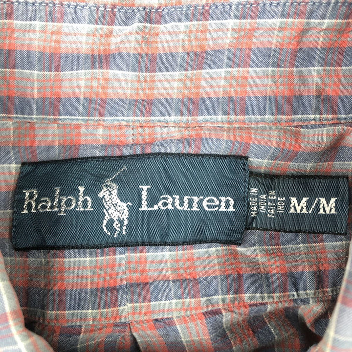 Ralph Lauren long sleeve button down check shirt, men's size M cotton red type Vintage Second Hand