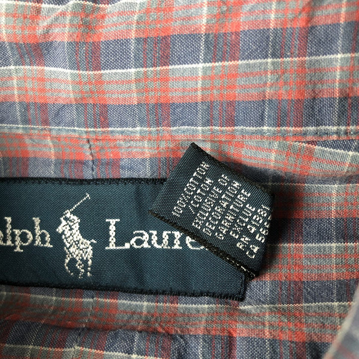 Ralph Lauren long sleeve button down check shirt, men's size M cotton red type Vintage Second Hand