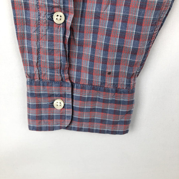 Ralph Lauren long sleeve button down check shirt, men's size M cotton red type Vintage Second Hand