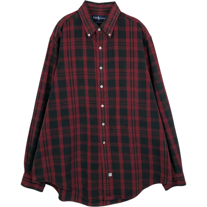 Ralph Lauren long sleeve button down check shirt, men's XL size cotton red type Vintage Second Hand