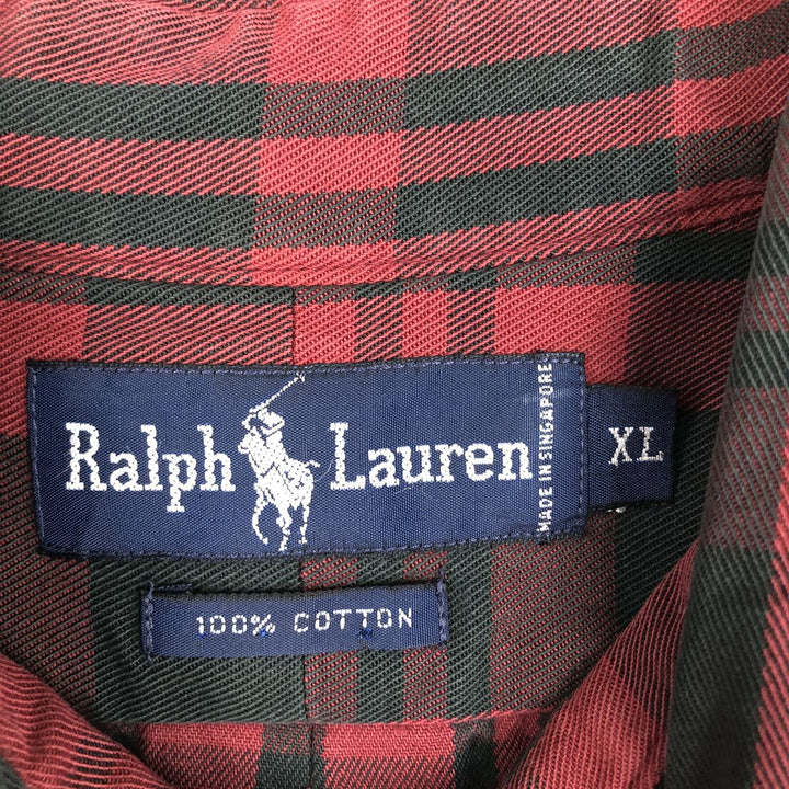 Ralph Lauren long sleeve button down check shirt, men's XL size cotton red type Vintage Second Hand
