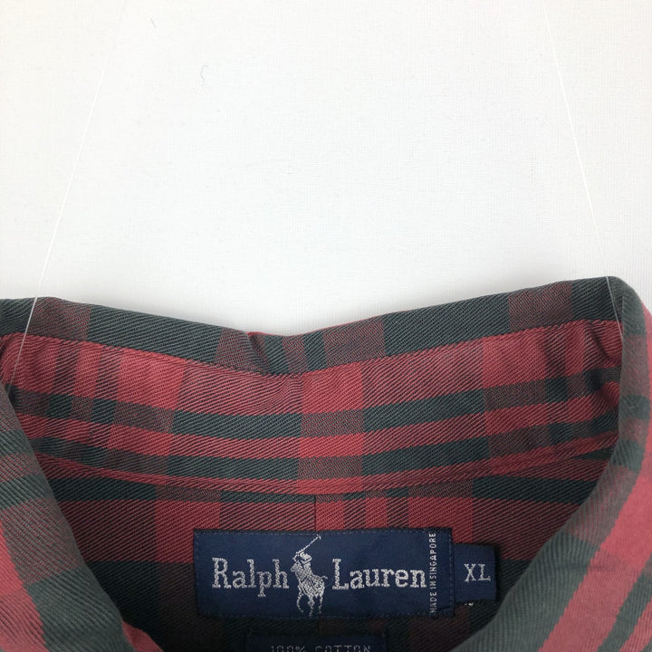 Ralph Lauren long sleeve button down check shirt, men's XL size cotton red type Vintage Second Hand