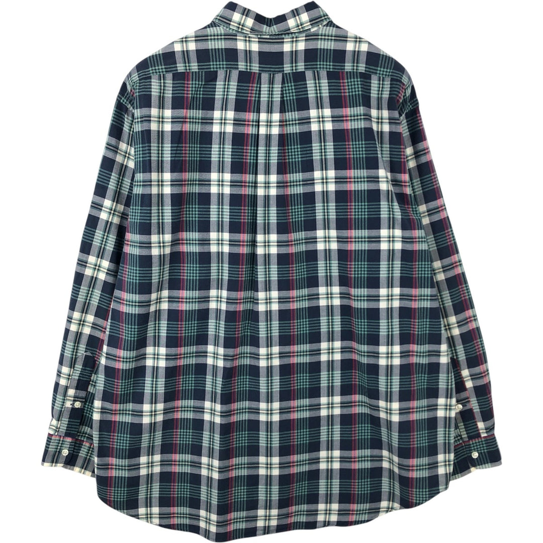 Ralph Lauren BLAKE Tartan Check Long Sleeve Button-Down Check Shirt Men's XL cotton navy blue type Vintage Second Hand