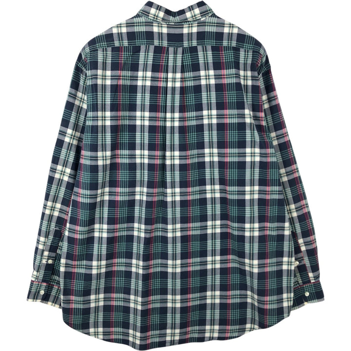 Ralph Lauren BLAKE Tartan Check Long Sleeve Button-Down Check Shirt Men's XL cotton navy blue type Vintage Second Hand